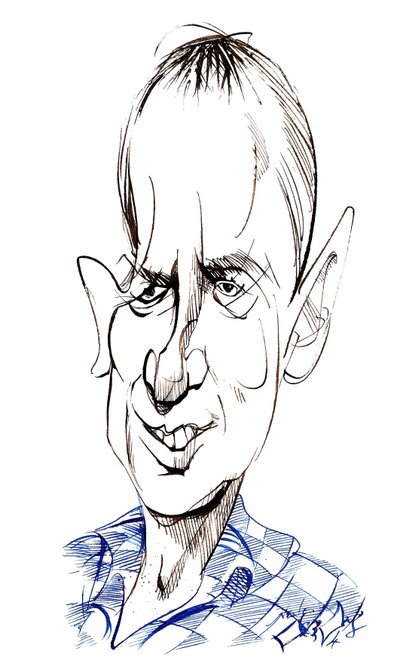 Frank Skinner (caricature of English comedian, actor, writer and presenter, born 1957) by Neale Osborne